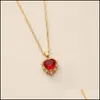 قلادة قلادة قلادة Zircon Crystal Heart for Women Love Star Gold Chain Copper Charm Collier Boho Gifts Drop Drop