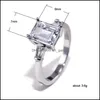 ウェディングリングウェディングリングVisisap 7mm Emereld Shape for Women Engagement Finger Ring Gifts Lover Girl Drop Jewelry B2816Wed Dhciw