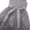 Fille robes fleur filles 2022 été sans manches paillettes dentelle maille robe enfants princesse Vestidos mariage soirée fête d'anniversaire