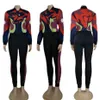 J2760 European and American women's pants two piece casual digital print shirt set