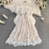 Casual Dresses Runway Summer French Lace Sleeveless Embroidered Dress Women's Mesh High Quality Patchwork Luxury Elegant Vestido