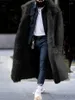 メンズトレンチコートジャック冬のウインドブレーカーソリッドカラー模倣ファーコート厚いカジュアルファッションジャケット