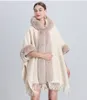 Mantello da donna Autunno / inverno ragazze fiocco di neve e collo ispessito in pile cappotto lavorato a maglia lana da donna Capispalla cardigan di grandi dimensioni abito mantello grembiule multicolore