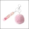 Keychains Lanyards Card Contactless Bank Reader Long Nail Armor Cards Holder Keychain Female Acrylic Fur Ball Key Ring Charm Jewel Dh9E8