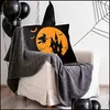 Travesseiro de travesseiro travesseiro halloween tema sala de estar sof￡ decorativo almofada de linho quadrado linear castle castle laranja de terror gota de dhupk