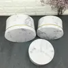 Presentförpackning 3st oregelbundna formlådor marmor tryckt mönster dekoratice förpackning med lockblommor handtag omslagsgodis