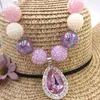 Necklace Earrings Set 1set Baby Girls Birthday Party Princess Dress Outfits Purple Amulet Pendant Chunky Necklaces Tiara Crown Gift Toy For