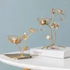 Titulares de velas douradas de metal candelabra mesa de jantar moderna nórdica ornamentos de ferro de pássaro de casamento centrais de decoração de casamento peças centrais