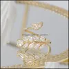 Anéis de casamento anéis de casamento coreano Moda de ouro colorido fl CZ Ring para mulheres Design aberto Design Open Zircon Delicado Daily Jewelr Dhoca