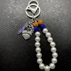 Keychains Griekse brief Society Sigma Gamma Rho Sorority Sieraden Poedel Poedel Keychain White Pearl Chain Key Ring
