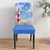 Fodere per sedie Sea Beach Lighthouse Starfish Seagull Cover Dining Spandex Sedile elasticizzato Home Office Decoration Desk Case Set