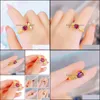 Bröllopsringar Bröllopsringar Elegant Oval Cut Purple Crystal For Women Gold Color Jewelry Fashion Banket Party Gift Drop Delivery 202 Dhomp