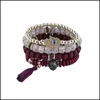 Charm Bracelets Bracelet Bangles For Women Jewelry Vintage Ethnic Mtilayer Punk Big Beads Charm Bracelets Boho Statement Flower Drop Dhxue