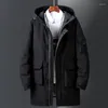 Men's Down White Jacket Men Winter Thick Warm Long Parkas Hooded Coat Overcoat Windproof -30 Degrees Snow Jackets Doudoune Homme