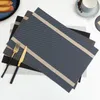 Table Mats 4/6/8PCS Wave Striped Mat Luxury PVC Placemat Kitchen Insulation Pad For Coffee Dining Decor Tapete De Mesa