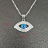 Pendant Necklaces Zircon Eye Of God Necklace Men's Fashion Titanium Steel Color Preservation Gold Plated Rhinestones Hip Hop Jewelry