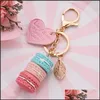 Keychains Lanyards Women New Aron Cake Keychain Pu Love Alloy Leaf Keychains Charm Bag Pendant Key Ring Party Gift Jewelry Drop De Dhfcq