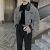 Giubbotti da uomo 2022 Autunno Inverno Pied De Poule Giacca Da Uomo Stile Coreano Allentato Corto Risvolto Bomber Business Casual Outwear Streetwear