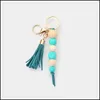Keychains Lanyards Fashion Beads Keychains for Women Girls Simple Summer Sil Wood P￤rled Pendant Tassel Keychain Accessory Gifts D DHJXJ