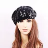 Baretten Vrouwen Pailletten Hoed Glanzend Kostuum Jazz Glitter Dans Baret Ronde Cap Dames Mode Accessoires Beanie Lady285G