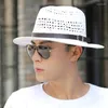 Bérets Chapeau de paille Version coréenne pour hommes, chapeaux pare-soleil à la mode, visière de vacances respirante et pliable, casquettes de voyage Jazz H178