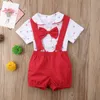 Ensembles de vêtements Born Baby Boys Vêtements Gentleman Costumes Toddler Bow-tie Barboteuse Tops Bretelles Shorts Salopettes Tenues 0-24M