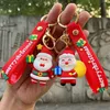 Party Favor Cartoon Christmas KeyChain Santa Claus Pendant Schoolväska hängande smycken Små present RRC174