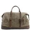 Duffel Bags M013 Waterproof Canvas Leather Men Travel Carry On Luggage Tote Large Weekend Bag Overnight