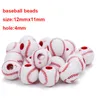 50pc/parti fotboll baseball basket tennis akrylpärlor sport boll distanspärlor passar för armband halsband diy smycken tillverkning
