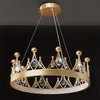 Nowoczesne lampy wiszące Crown Crystal Lampy American Luxury lśniące światła wisiorka Led European Art Deco wiszące żyrandol Elegancki salon sypialnia Droplight