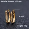 Hoop Earrings High Quality Hollow Shiny CZ Charm For Women Gold Color Geometric Ear Jewelry Party Gifts Brincos