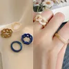 Cluster Rings 2022 Summer Set Acrylic Ring For Women Blue Color System Resin Beaded Elastic Bridal Engagement Finger Jewelry