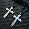 Pendant Necklaces European And American Simple Titanium Steel Beveled Inter Electric Two-color Cross Men's Necklace