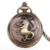 Pocket Watches Classic Movie Edward Elric Cosplay Quartz Watch Vintage Black Pendant Necklace Men Women Fob