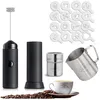 Gros appareils de cuisine oeuf outils mini portable à piles électrique mousseur à lait mélangeur à café batteur à main pour café thé 350ML