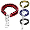 Colliers pour chiens collier large corde en nylon solide tissé glissement limité avec chaîne en acier inoxydable boucle robuste pour petits et grands chiens