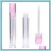 Packing Bottles Diy Lip Gloss Tubes Bottle Empty 7 8Ml Lipgloss Tube Round Transparent Packing Bottles With Wand Clear 3 Colors Drop Dhxik