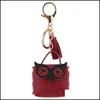 Keychains Lanyards Creative Tassel Owl Bag Key Chain Cute Cartoon Fashion Bags Accessories Keychains Female Car Pendant Keyring Dr Dhxtd