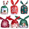 Enveloppe cadeau 10 / 20pcs Ear Christmas Candy Sacs Plastic Carton Santa Claus Snowman For Noël Cookies Gifts Packing Supply