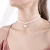 Choker Fashion Street Po Beading Pearl Like Woven Necklace Ladies Temperament Manual Geometric Wedding Collar