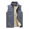 Coletes masculinos inverno colete de lã masculino tamanho grande M-8XL jaqueta sem manga outono casual simples sólido grosso quente colete multi bolso casacos
