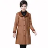 Women's Leather Autumn And Winter Jacket Women's Mid-length Mother's Dress Korean Wild Loose Plus Velvet Thick Size Clothing