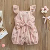 Strampler Baby Mädchen Niedlich Strampler Blumendruck Ärmellos Bogen Rüschen Overalls Overall Sommer Kleinkind Kleidung J220922