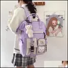 Sacs de rangement Sacs de rangement 2022 Preppy violet cartables Kawaii sac à dos pour fille imperméable bonbons couleurs sacs à dos adolescent mignon Fanc Dhaov