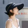 Wide Brim Hats Women's Summer Hat Removable Cap Top With Zipper Empty Cycling Anti-UV Sun Ladies Foldable Big Visor Caps