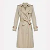 Womens Trench Coats Spring and Autumn New Heavy Industry Edging Metal Classic Chameleon British Style Long Windbreaker