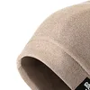 Cycling Caps Men Hat Double Layer Brimless Cap Solid Color Riding Plush Coldproof Autumn Winter High Stretch For Outdoor