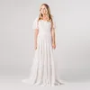 Sexig sommarstrandspets br￶llopskl￤nning 2023 f￶r brud V-ringning korta ￤rmar Boho brudkl￤nningar eleganta vestidos de noiva