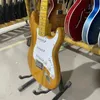 Guitarra elétrica de madeira cinza transparente amarelo fábrica chinesa direto strat guitarra