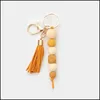 Keychains Lanyards Fashion Beads Keychains for Women Girls Simple Summer Sil Wood P￤rled Pendant Tassel Keychain Accessory Gifts D DHFMP